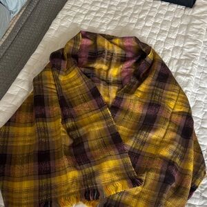 Echo Plaid Scarf in Yellow and Brown